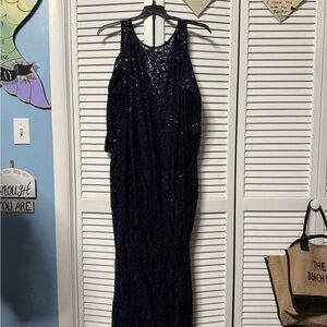 Elegant Navy Blue Lace Dress